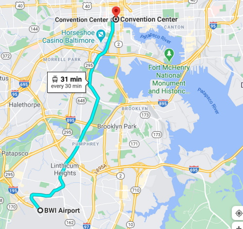 BWI Google MTA Map