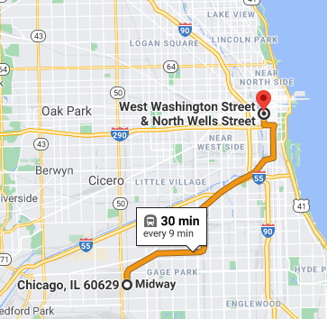 Chicago MDW Google Map