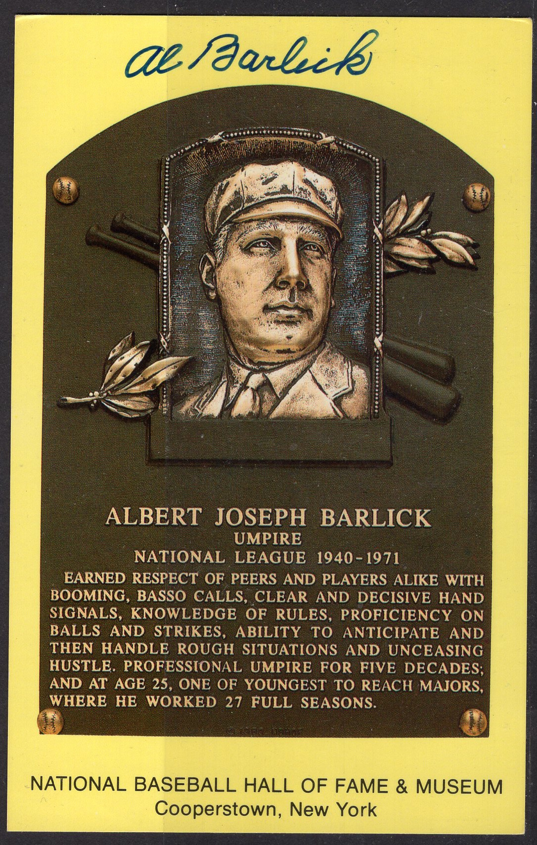 Al Barlick plaque