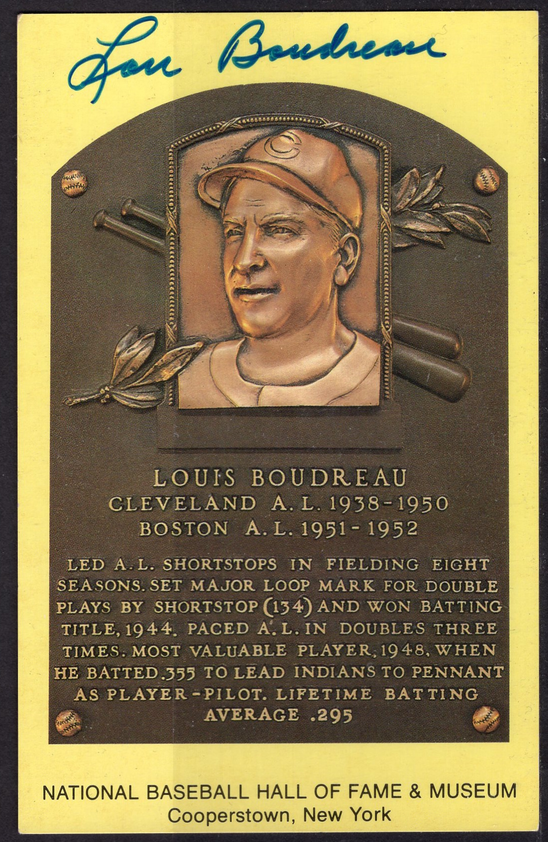 Lou Boudreau plaque
