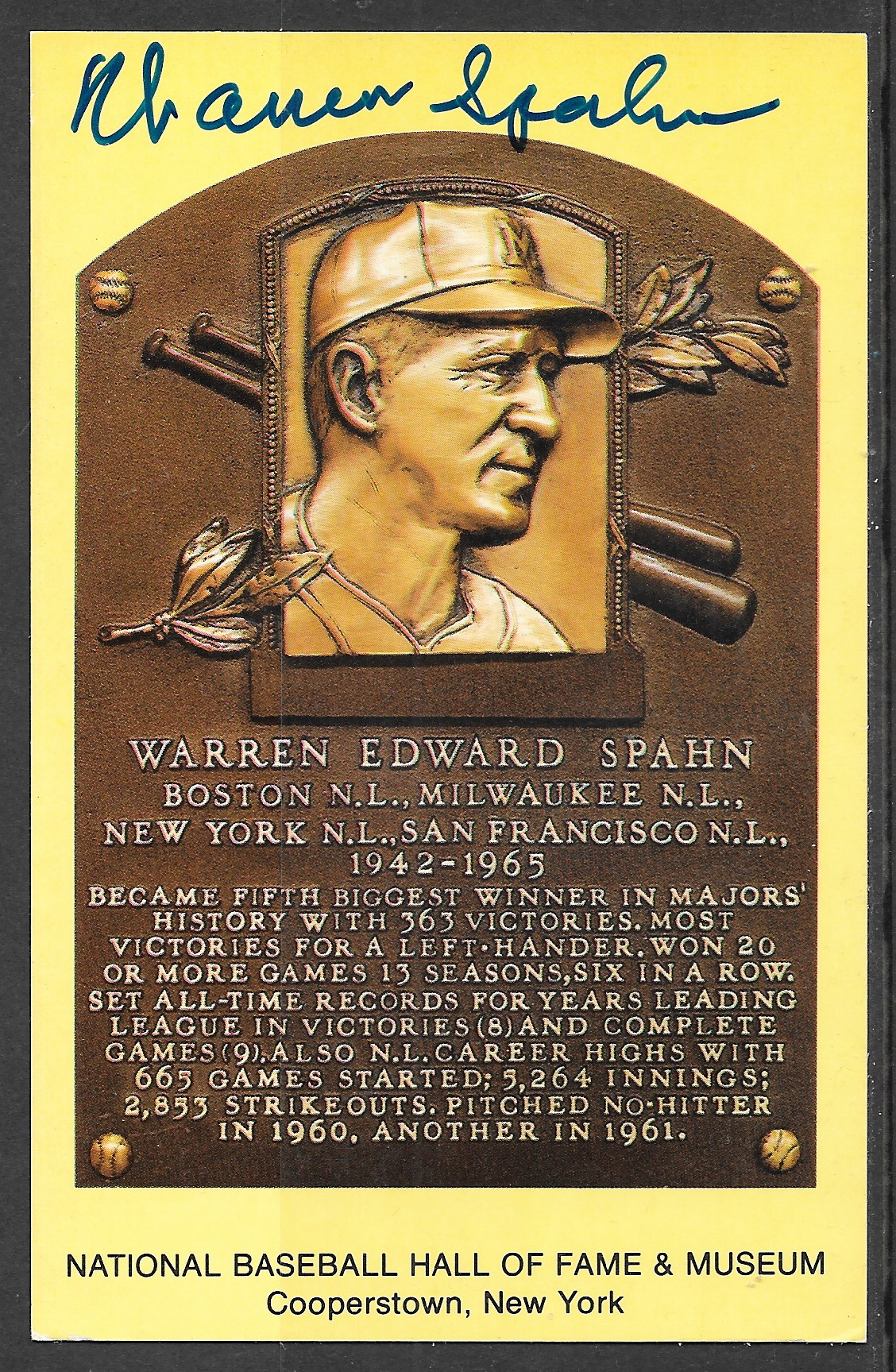 Warren Spahn plaque